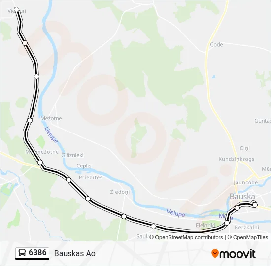 Автобус 6386: карта маршрута