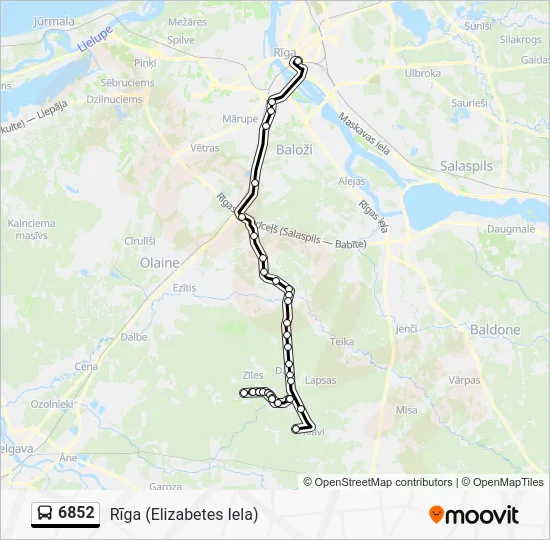 Автобус 6852: карта маршрута