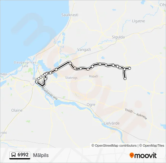 Автобус 6992: карта маршрута
