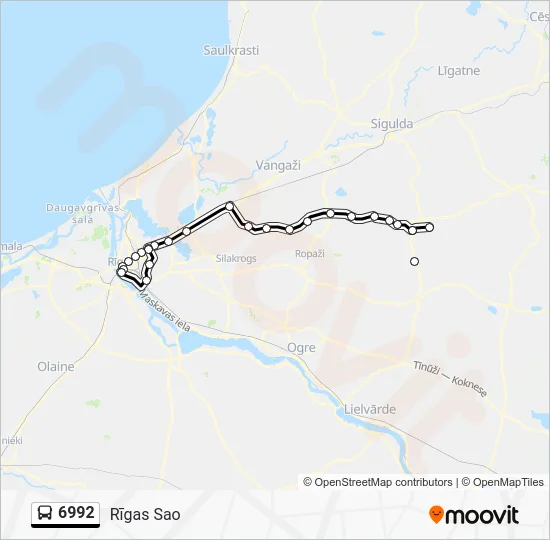 Автобус 6992: карта маршрута