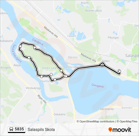 Автобус 5835: карта маршрута