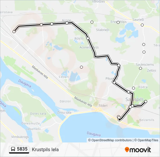 Автобус 5835: карта маршрута