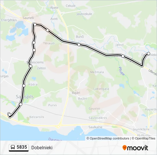 Автобус 5835: карта маршрута