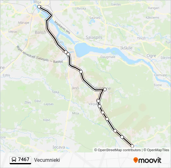 Автобус 7467: карта маршрута