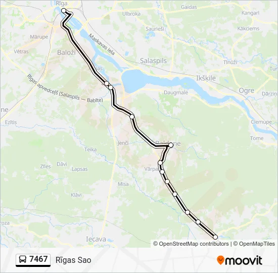 Автобус 7467: карта маршрута