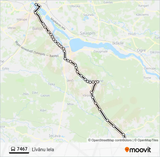 Автобус 7467: карта маршрута