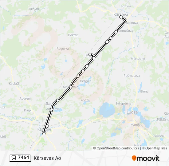 Автобус 7464: карта маршрута