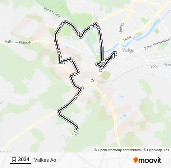 Автобус 3034: карта маршрута