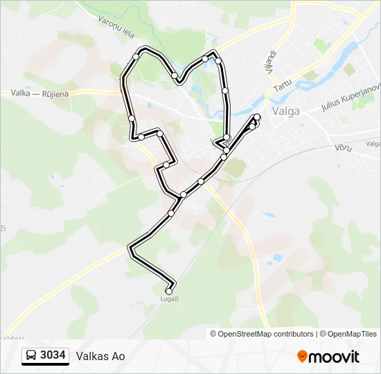 Автобус 3034: карта маршрута