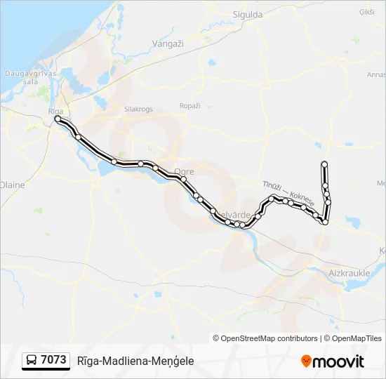 Автобус 7073: карта маршрута