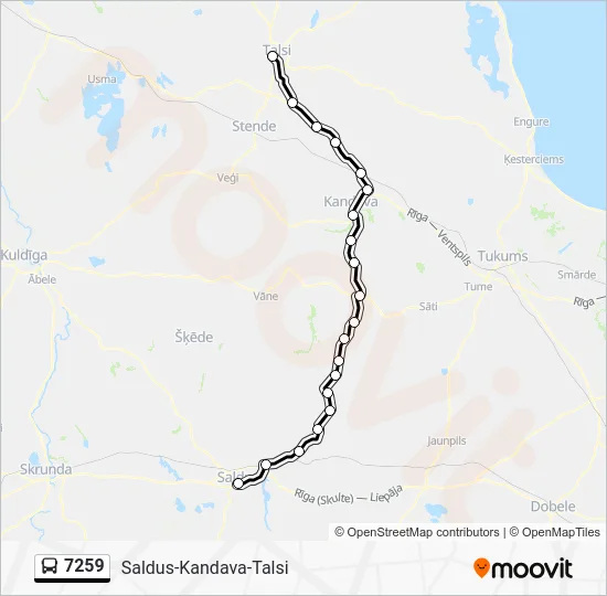 Автобус 7259: карта маршрута