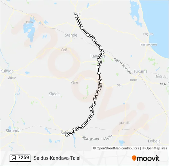 Автобус 7259: карта маршрута