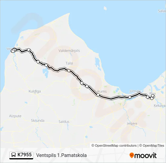 Автобус K7955: карта маршрута