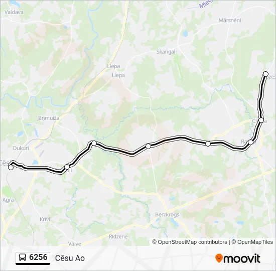 Автобус 6256: карта маршрута