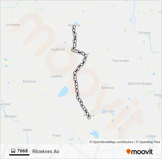 Автобус 7668: карта маршрута
