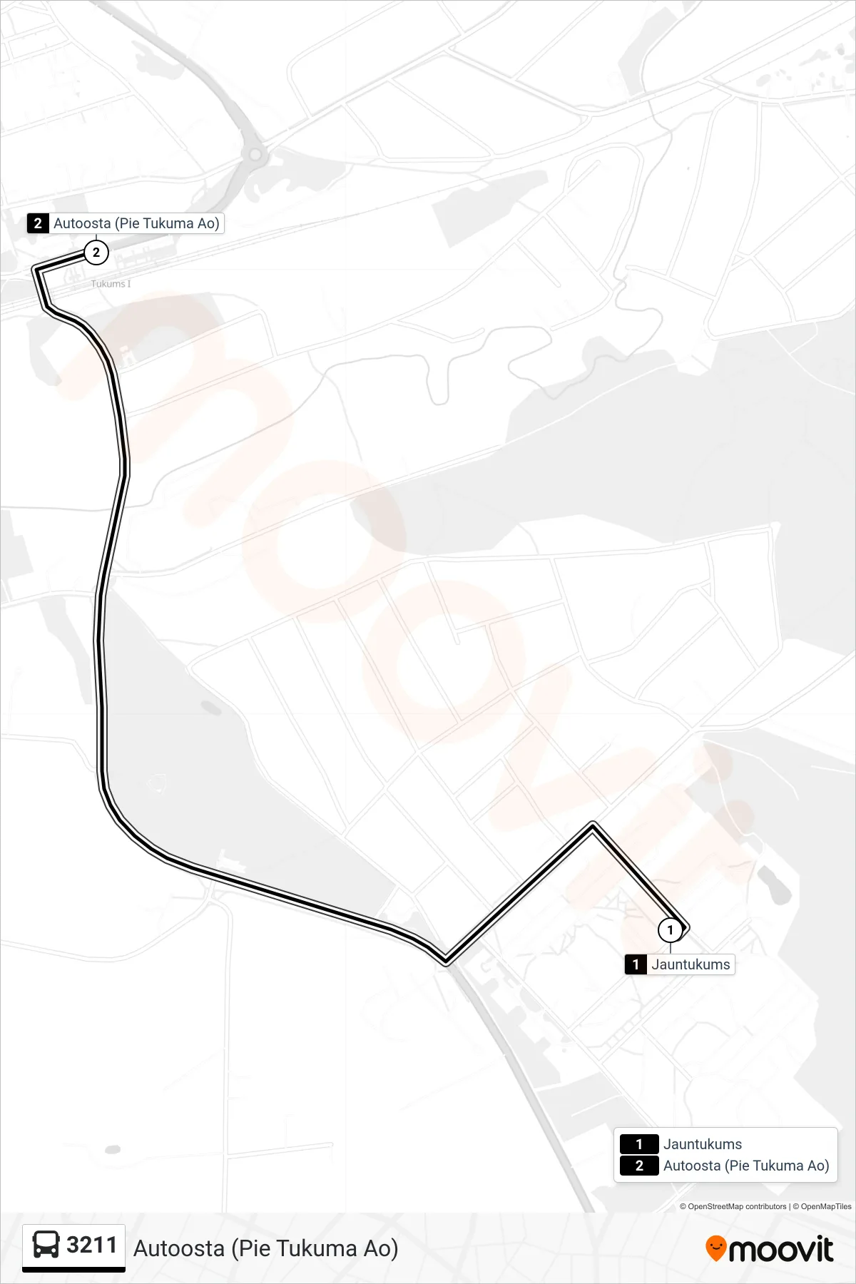 3211 bus Line (Autoosta (Pie Tukuma Ao)) route and stops on a map