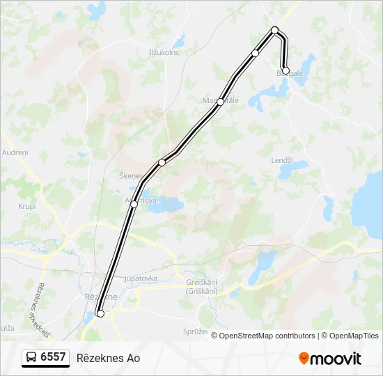 Автобус 6557: карта маршрута