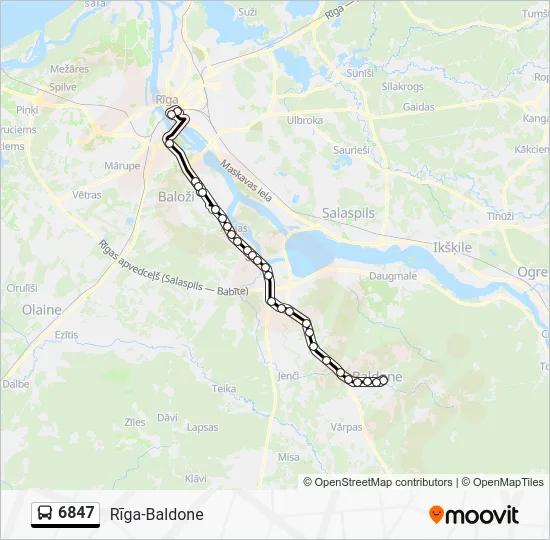 Автобус 6847: карта маршрута