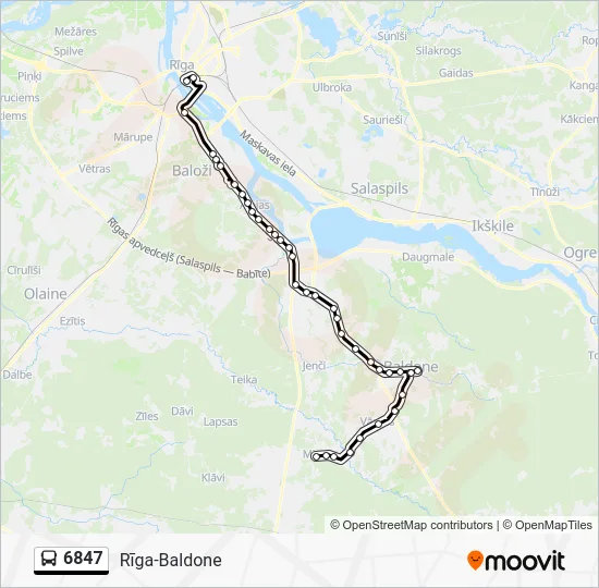 Автобус 6847: карта маршрута