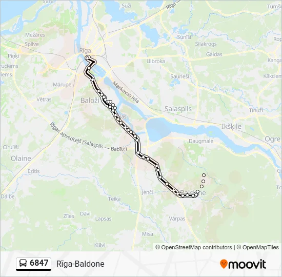 Автобус 6847: карта маршрута