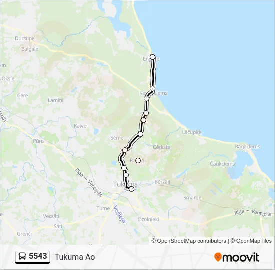 Автобус 5543: карта маршрута