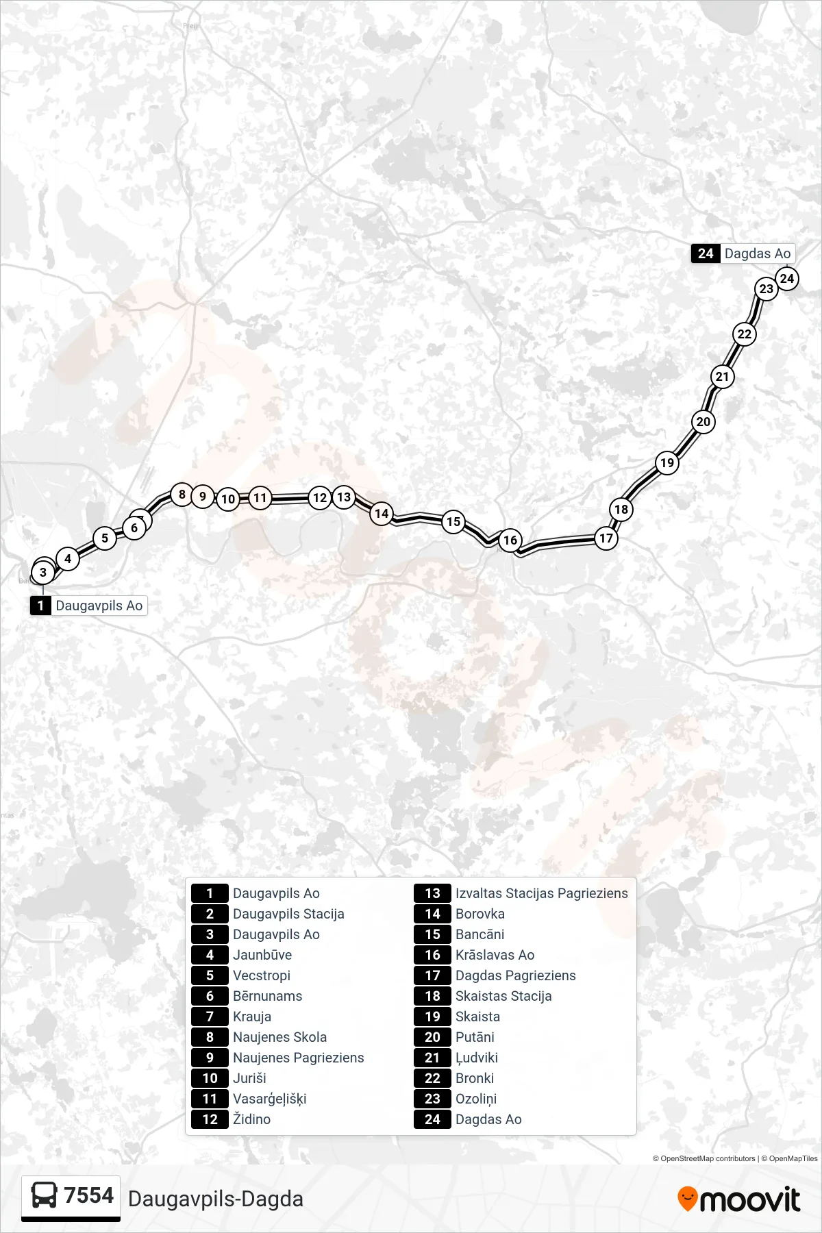 7554 bus Line (Dagdas Ao) route and stops on a map