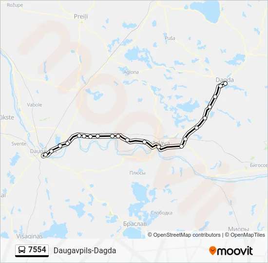 Автобус 7554: карта маршрута
