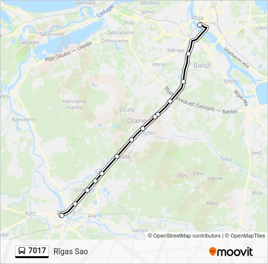 Автобус 7017: карта маршрута