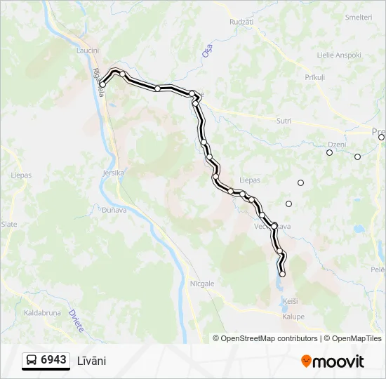 Автобус 6943: карта маршрута