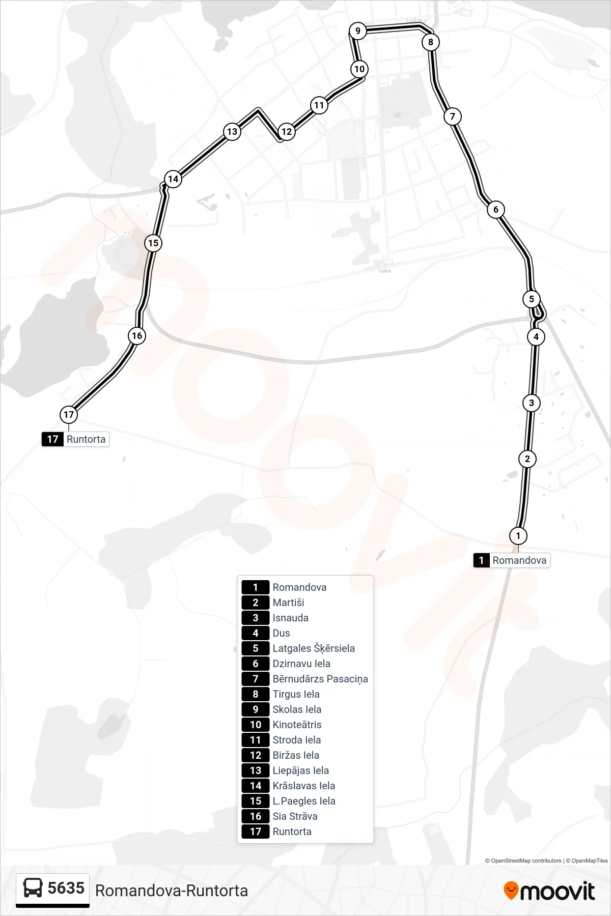 5635 bus Line (Runtorta) route and stops on a map