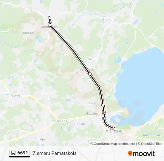 Автобус 6691: карта маршрута