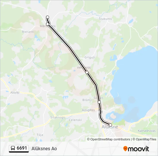 Автобус 6691: карта маршрута