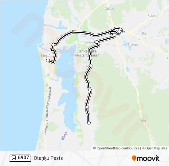 Автобус 6907: карта маршрута