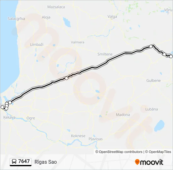 Автобус 7647: карта маршрута
