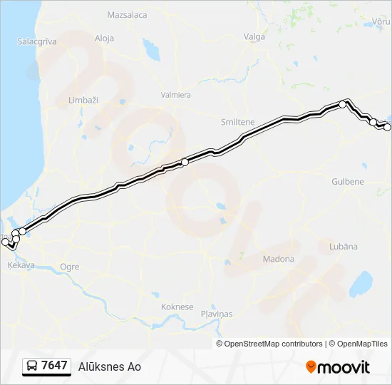 Автобус 7647: карта маршрута