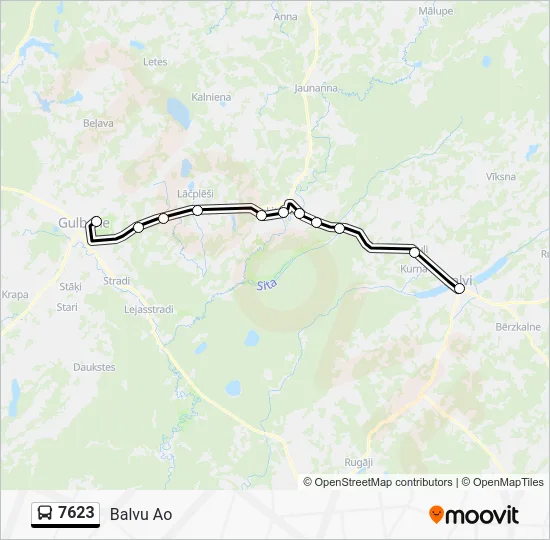 Автобус 7623: карта маршрута