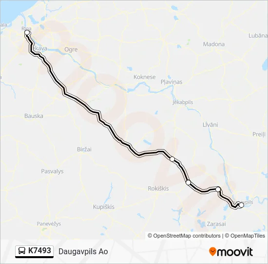 Автобус K7493: карта маршрута