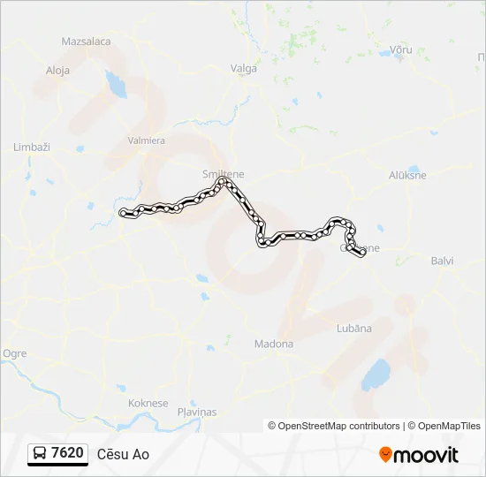 Автобус 7620: карта маршрута