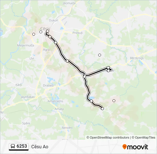 Автобус 6253: карта маршрута