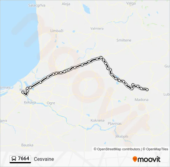 Автобус 7664: карта маршрута