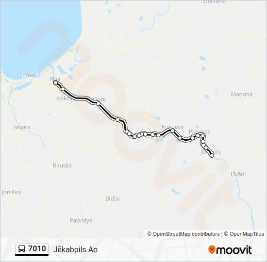 Автобус 7010: карта маршрута