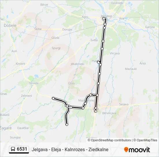Автобус 6531: карта маршрута