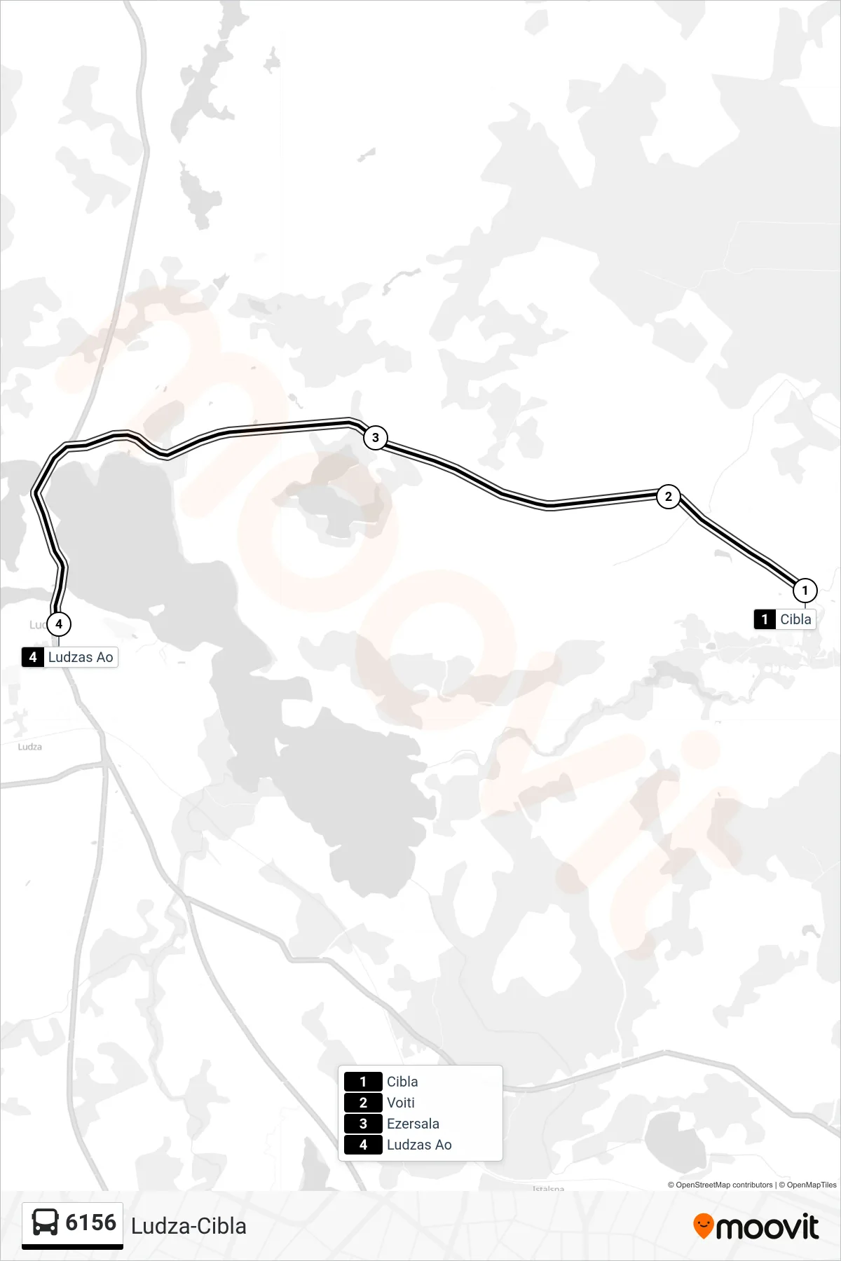 6156 bus Line (Ludzas Ao) route and stops on a map