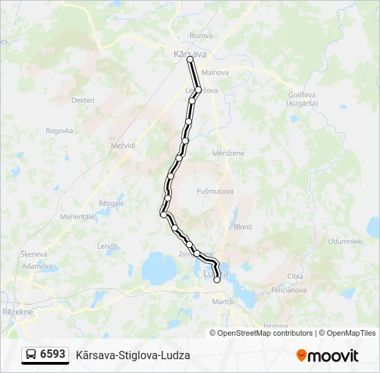 Автобус 6593: карта маршрута