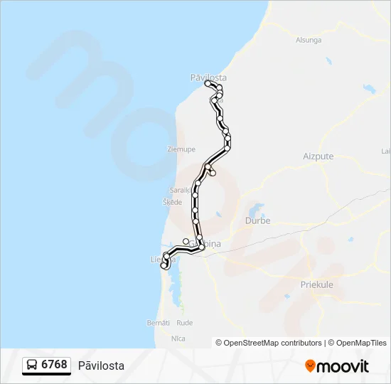 Автобус 6768: карта маршрута