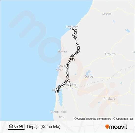 Автобус 6768: карта маршрута