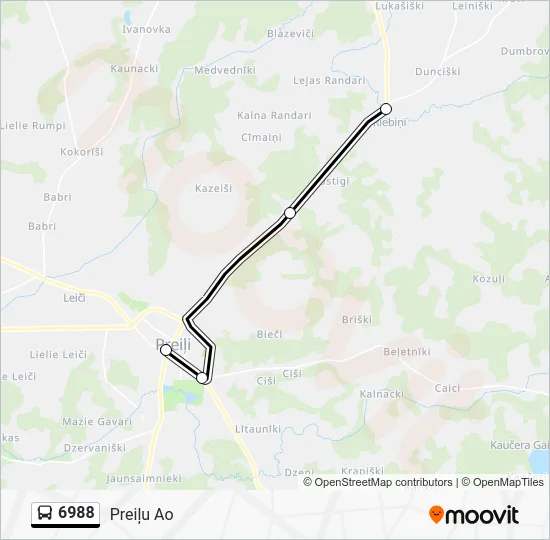 Автобус 6988: карта маршрута