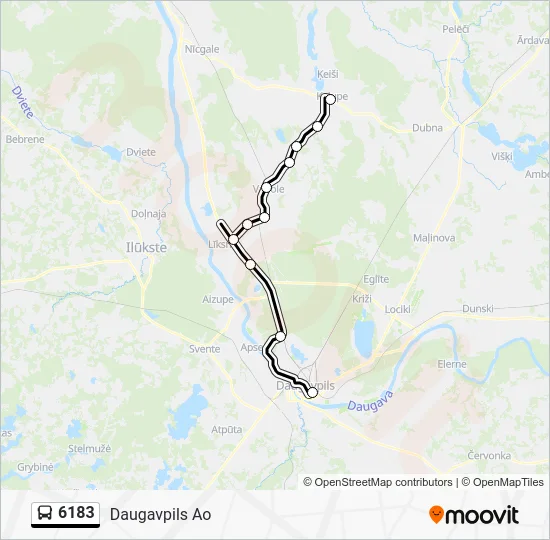 Автобус 6183: карта маршрута