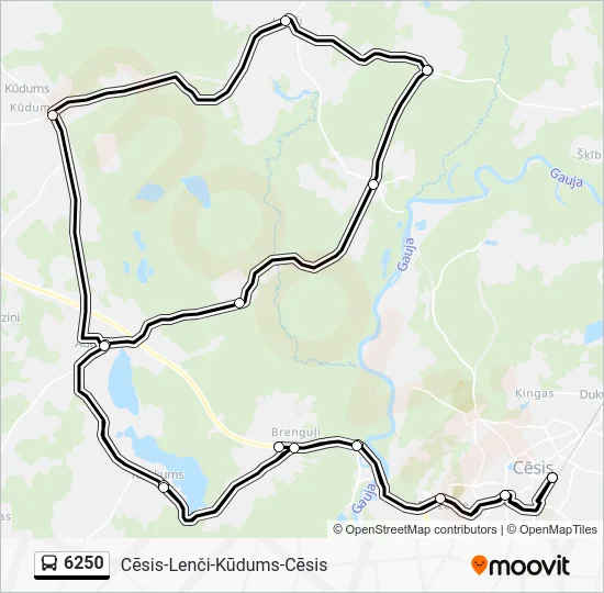 Автобус 6250: карта маршрута