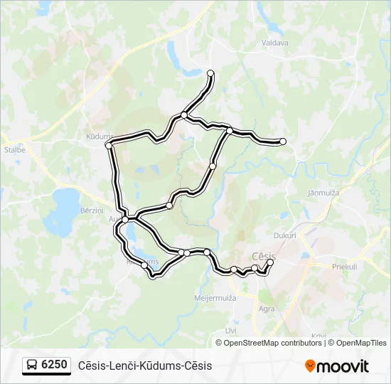 Автобус 6250: карта маршрута